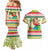 Mele Kalikimaka Hawaii Christmas Couples Matching Mermaid Dress and Hawaiian Shirt Surfing Santa with Polynesian Tribal