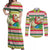 Mele Kalikimaka Hawaii Christmas Couples Matching Off Shoulder Maxi Dress and Long Sleeve Button Shirt Surfing Santa with Polynesian Tribal