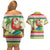 Mele Kalikimaka Hawaii Christmas Couples Matching Off Shoulder Short Dress and Hawaiian Shirt Surfing Santa with Polynesian Tribal