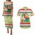 Mele Kalikimaka Hawaii Christmas Couples Matching Puletasi and Hawaiian Shirt Surfing Santa with Polynesian Tribal