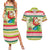 Mele Kalikimaka Hawaii Christmas Couples Matching Summer Maxi Dress and Hawaiian Shirt Surfing Santa with Polynesian Tribal