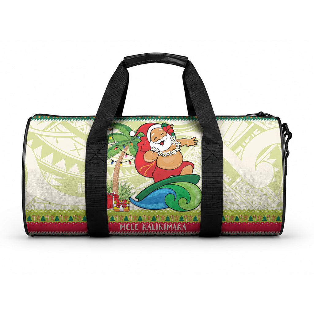 Mele Kalikimaka Hawaii Christmas Duffle Bag Surfing Santa with Polynesian Tribal LT9 One size Green - Polynesian Pride