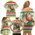 Mele Kalikimaka Hawaii Christmas Family Matching Off Shoulder Short Dress and Hawaiian Shirt Surfing Santa with Polynesian Tribal