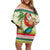 Mele Kalikimaka Hawaii Christmas Family Matching Off Shoulder Short Dress and Hawaiian Shirt Surfing Santa with Polynesian Tribal