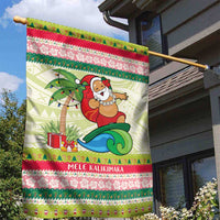 Mele Kalikimaka Hawaii Christmas Garden Flag Surfing Santa with Polynesian Tribal LT9 - Polynesian Pride