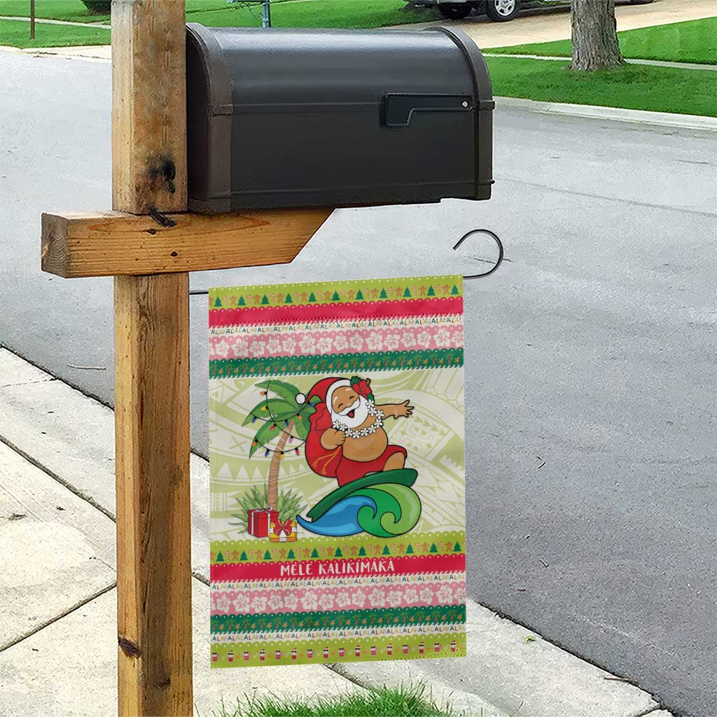 Mele Kalikimaka Hawaii Christmas Garden Flag Surfing Santa with Polynesian Tribal LT9 - Polynesian Pride