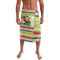 Mele Kalikimaka Hawaii Christmas Lavalava Surfing Santa with Polynesian Tribal LT9 Green - Polynesian Pride