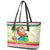 Mele Kalikimaka Hawaii Christmas Leather Tote Bag Surfing Santa with Polynesian Tribal