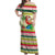 Mele Kalikimaka Hawaii Christmas Off Shoulder Maxi Dress Surfing Santa with Polynesian Tribal