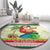 Mele Kalikimaka Hawaii Christmas Round Carpet Surfing Santa with Polynesian Tribal