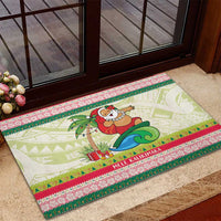 Mele Kalikimaka Hawaii Christmas Rubber Doormat Surfing Santa with Polynesian Tribal LT9 - Polynesian Pride