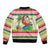 Mele Kalikimaka Hawaii Christmas Sleeve Zip Bomber Jacket Surfing Santa with Polynesian Tribal