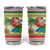 Mele Kalikimaka Hawaii Christmas Tumbler Cup Surfing Santa with Polynesian Tribal