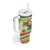 Mele Kalikimaka Hawaii Christmas Tumbler With Handle Surfing Santa with Polynesian Tribal