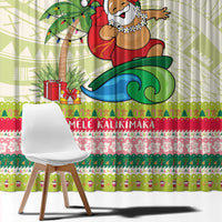 Mele Kalikimaka Hawaii Christmas Window Curtain Surfing Santa with Polynesian Tribal LT9 - Polynesian Pride