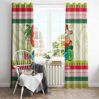 Mele Kalikimaka Hawaii Christmas Window Curtain Surfing Santa with Polynesian Tribal LT9 - Polynesian Pride