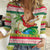 Mele Kalikimaka Hawaii Christmas Women Casual Shirt Surfing Santa with Polynesian Tribal