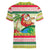 Mele Kalikimaka Hawaii Christmas Women V-Neck T-Shirt Surfing Santa with Polynesian Tribal