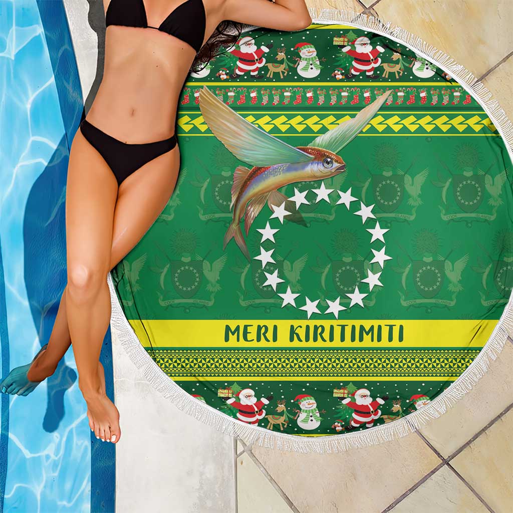 Meri Kiritimiti Cook Islands Christmas Beach Blanket Maroro Flying Fish and White Stars LT9 - Polynesian Pride
