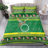 Meri Kiritimiti Cook Islands Christmas Bedding Set Maroro Flying Fish and White Stars