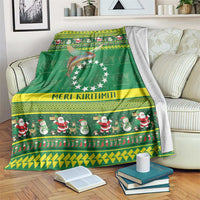 Meri Kiritimiti Cook Islands Christmas Blanket Maroro Flying Fish and White Stars LT9 Green - Polynesian Pride