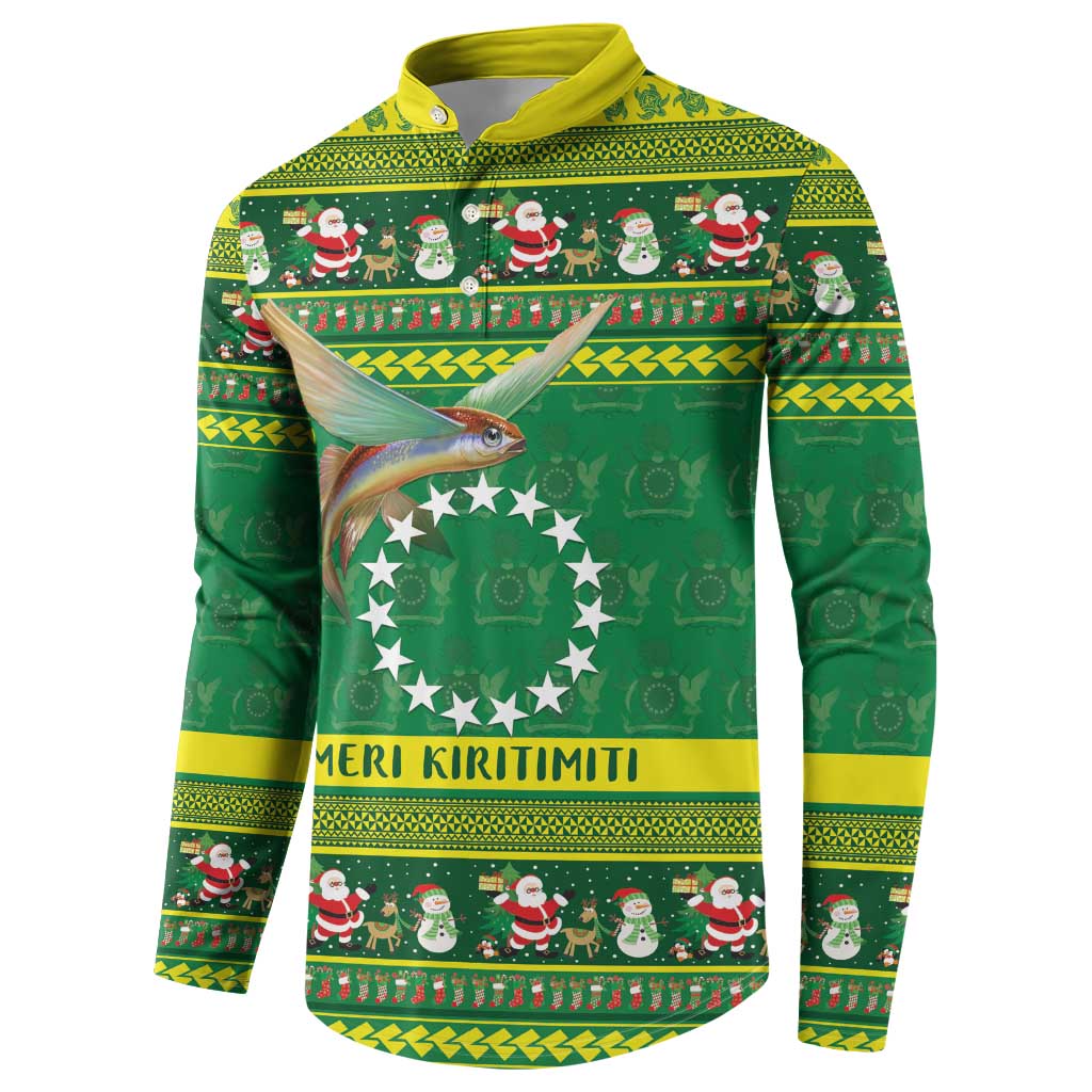 Meri Kiritimiti Cook Islands Christmas Button Sweatshirt Maroro Flying Fish and White Stars LT9 - Polynesian Pride