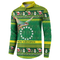 Meri Kiritimiti Cook Islands Christmas Button Sweatshirt Maroro Flying Fish and White Stars LT9 - Polynesian Pride