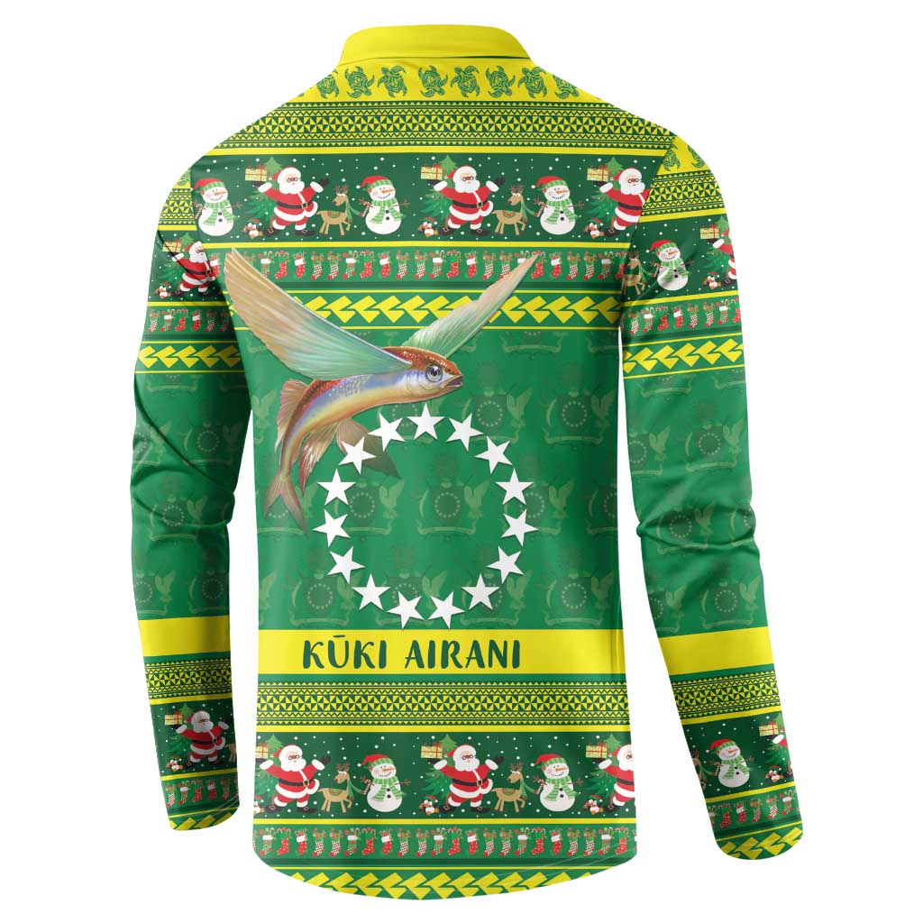 Meri Kiritimiti Cook Islands Christmas Button Sweatshirt Maroro Flying Fish and White Stars LT9 - Polynesian Pride
