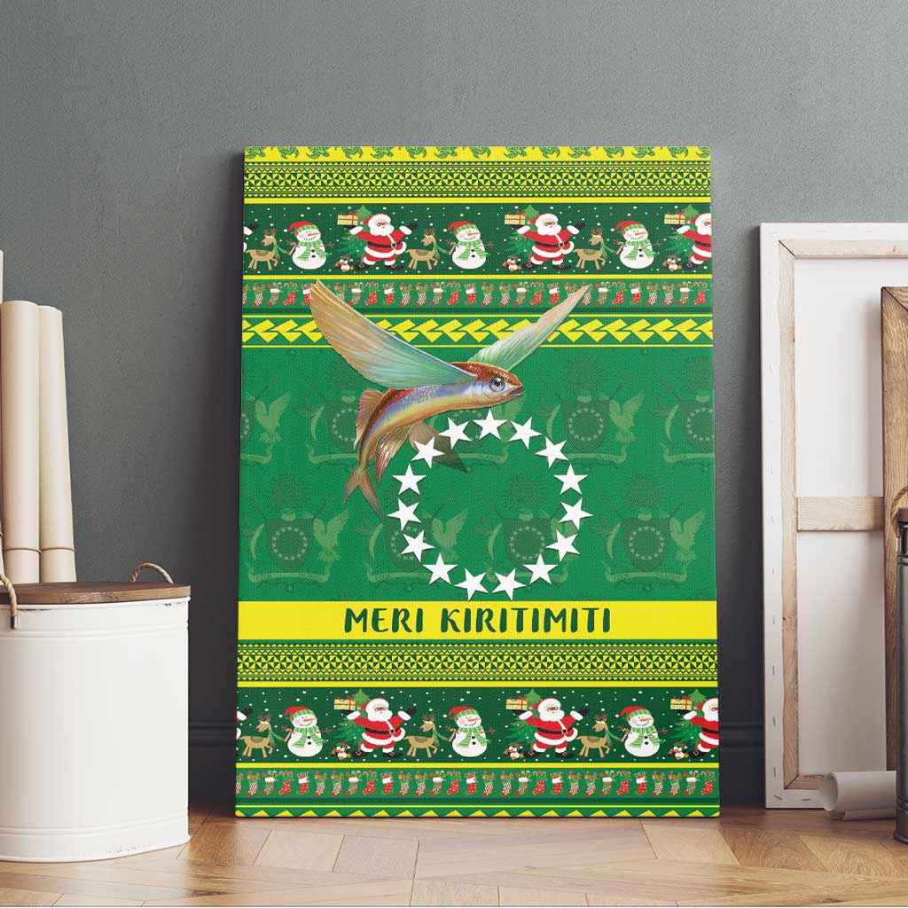 Meri Kiritimiti Cook Islands Christmas Canvas Wall Art Maroro Flying Fish and White Stars LT9 - Polynesian Pride