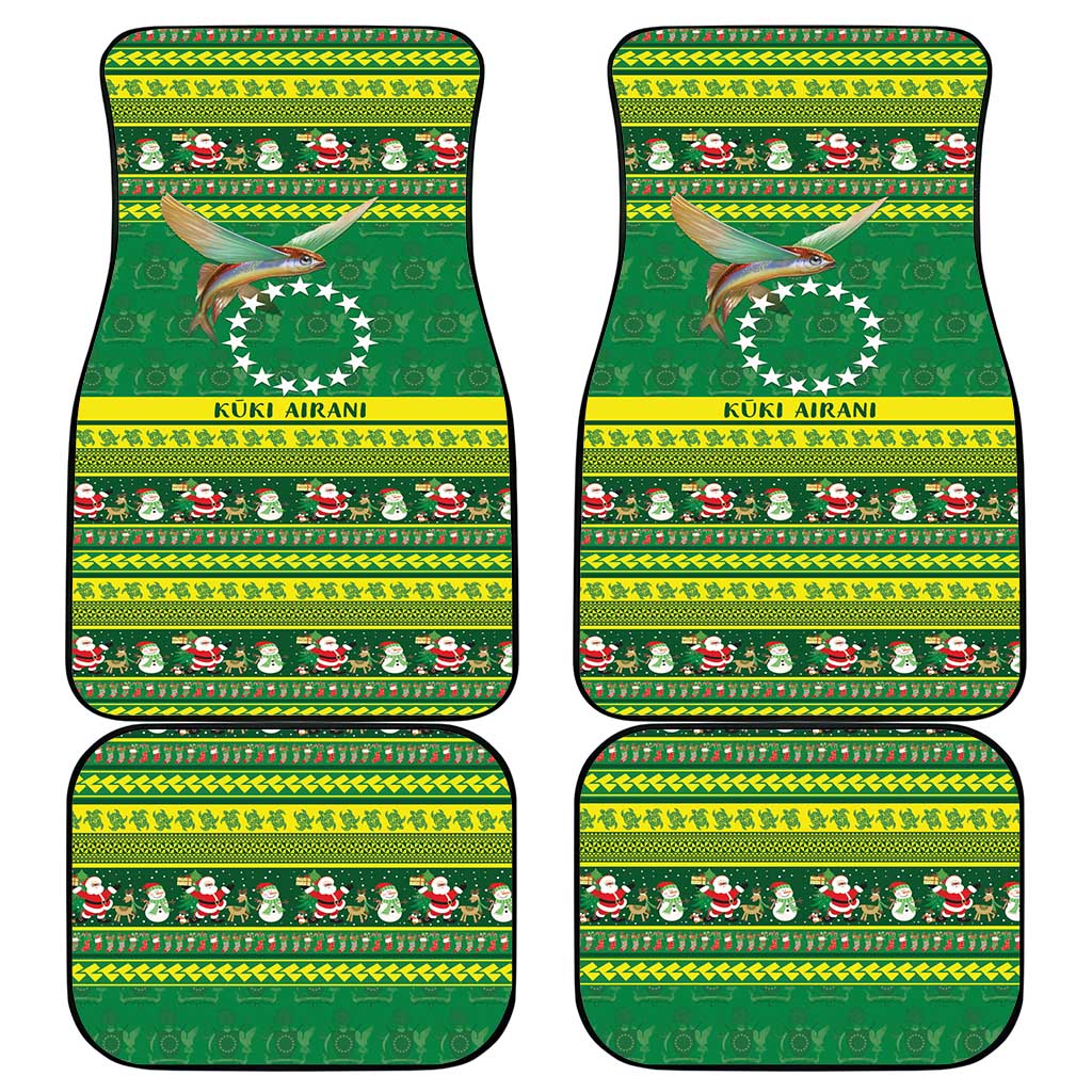Meri Kiritimiti Cook Islands Christmas Car Mats Maroro Flying Fish and White Stars LT9 - Polynesian Pride