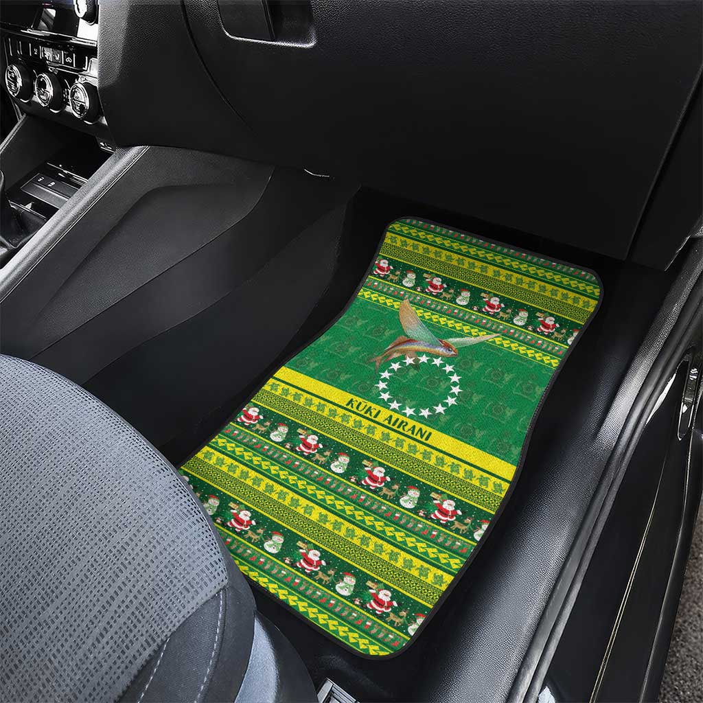 Meri Kiritimiti Cook Islands Christmas Car Mats Maroro Flying Fish and White Stars LT9 - Polynesian Pride