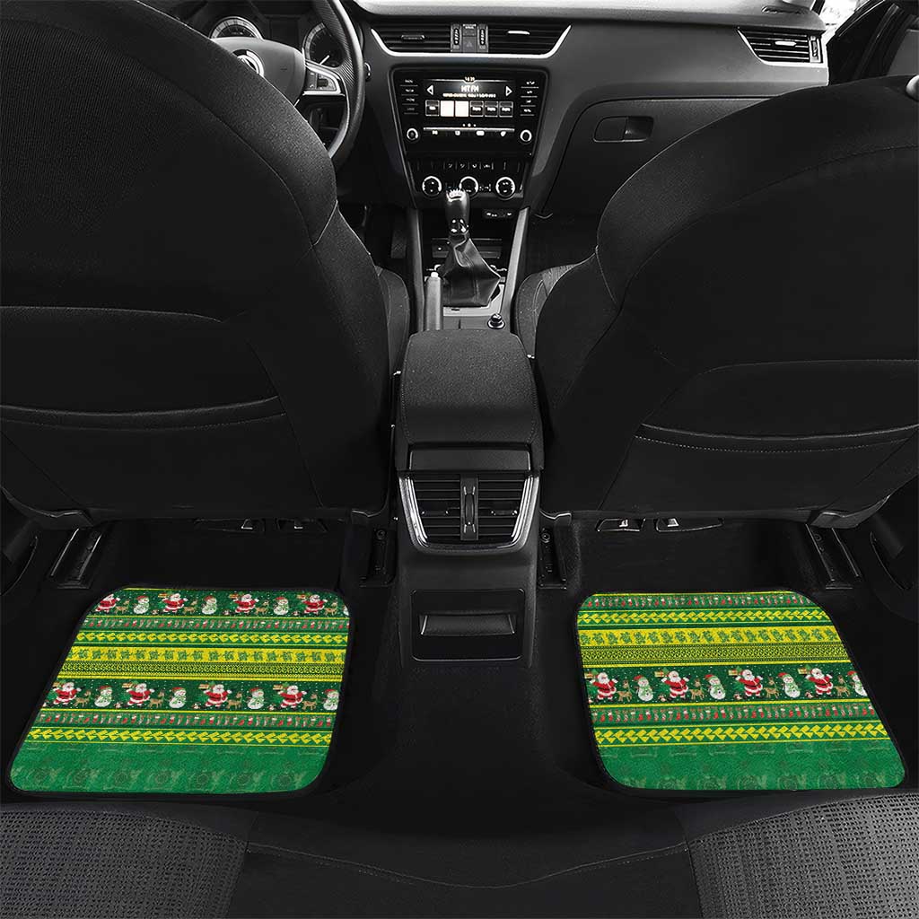 Meri Kiritimiti Cook Islands Christmas Car Mats Maroro Flying Fish and White Stars LT9 Set 2pcs - Back Green - Polynesian Pride