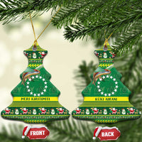 Meri Kiritimiti Cook Islands Christmas Ceramic Ornament Maroro Flying Fish and White Stars LT9 Christmas Tree Green - Polynesian Pride