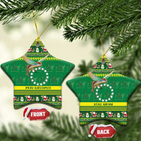 Meri Kiritimiti Cook Islands Christmas Ceramic Ornament Maroro Flying Fish and White Stars LT9 Star Green - Polynesian Pride