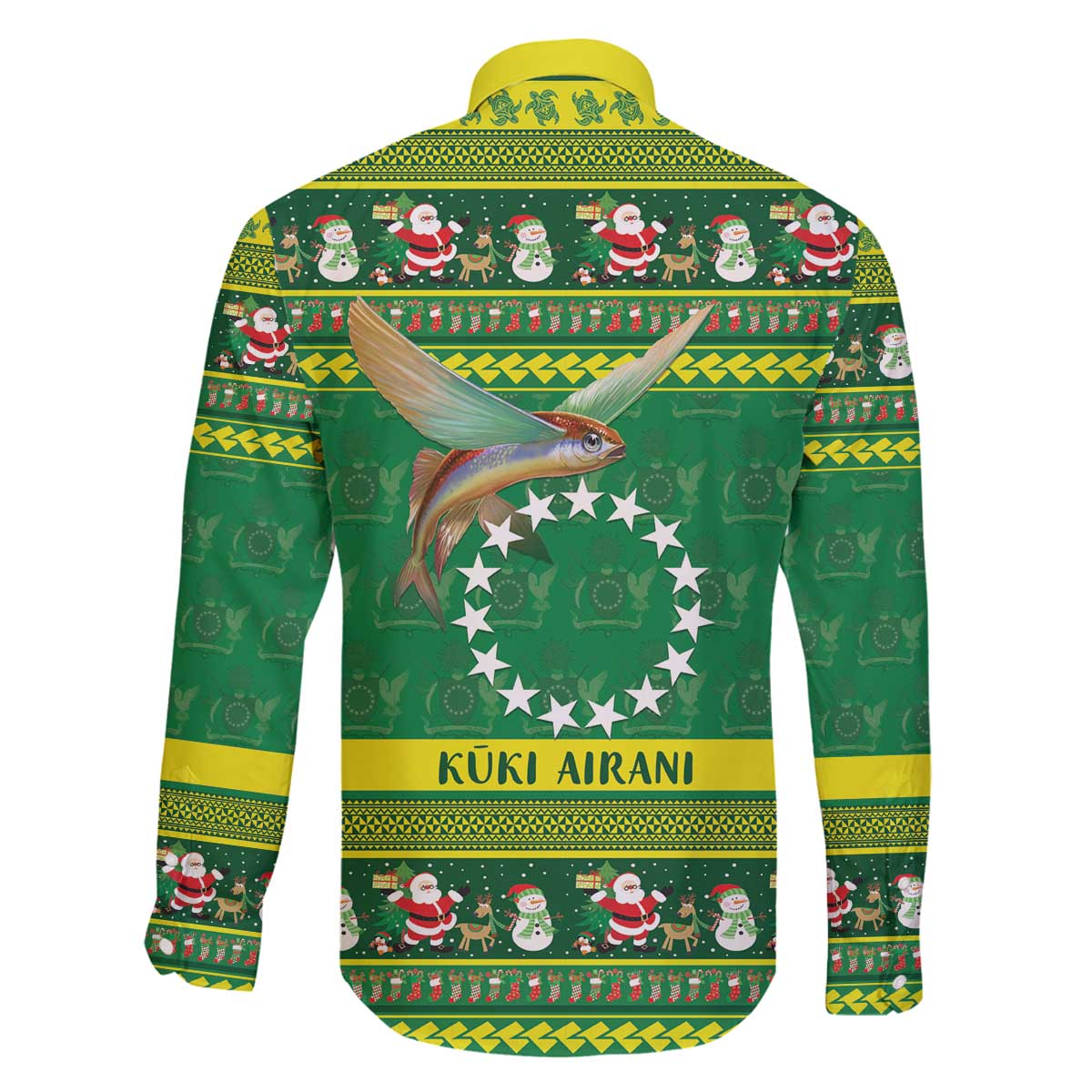 Meri Kiritimiti Cook Islands Christmas Family Matching Off The Shoulder Long Sleeve Dress and Hawaiian Shirt Maroro Flying Fish and White Stars