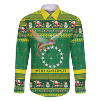 Meri Kiritimiti Cook Islands Christmas Family Matching Puletasi and Hawaiian Shirt Maroro Flying Fish and White Stars