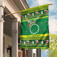 Meri Kiritimiti Cook Islands Christmas Garden Flag Maroro Flying Fish and White Stars LT9 House Flag Green - Polynesian Pride