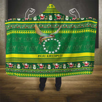 Meri Kiritimiti Cook Islands Christmas Hooded Blanket Maroro Flying Fish and White Stars LT9 - Polynesian Pride
