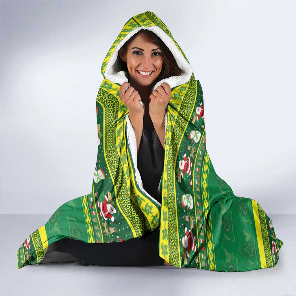 Meri Kiritimiti Cook Islands Christmas Hooded Blanket Maroro Flying Fish and White Stars LT9 - Polynesian Pride