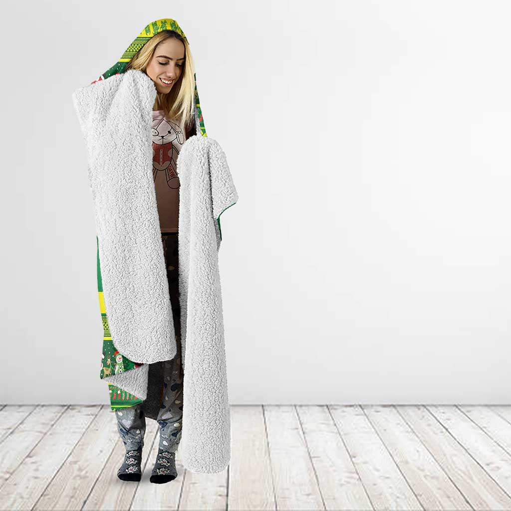 Meri Kiritimiti Cook Islands Christmas Hooded Blanket Maroro Flying Fish and White Stars LT9 - Polynesian Pride