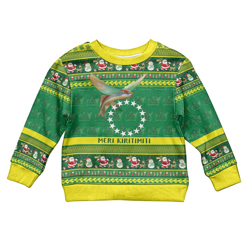 Meri Kiritimiti Cook Islands Christmas Kid Ugly Christmas Sweater Maroro Flying Fish and White Stars