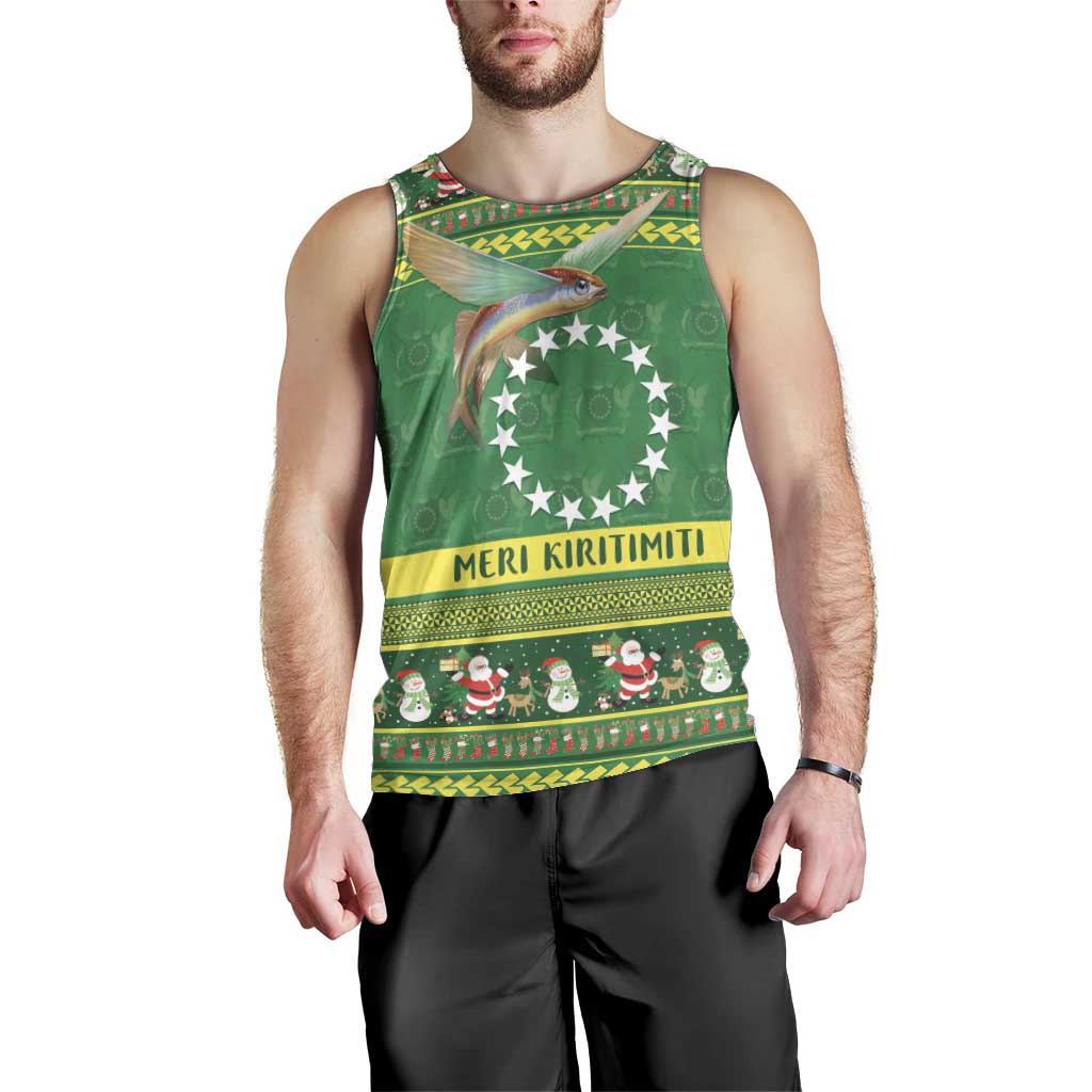 Meri Kiritimiti Cook Islands Christmas Men Tank Top Maroro Flying Fish and White Stars LT9 - Polynesian Pride