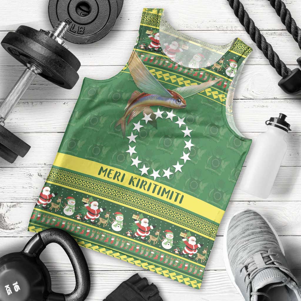 Meri Kiritimiti Cook Islands Christmas Men Tank Top Maroro Flying Fish and White Stars LT9 - Polynesian Pride