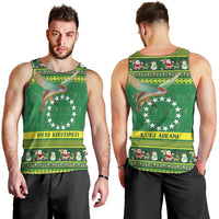 Meri Kiritimiti Cook Islands Christmas Men Tank Top Maroro Flying Fish and White Stars LT9 - Polynesian Pride