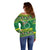 Meri Kiritimiti Cook Islands Christmas Off Shoulder Sweater Maroro Flying Fish and White Stars