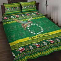 Meri Kiritimiti Cook Islands Christmas Quilt Bed Set Maroro Flying Fish and White Stars LT9 Green - Polynesian Pride