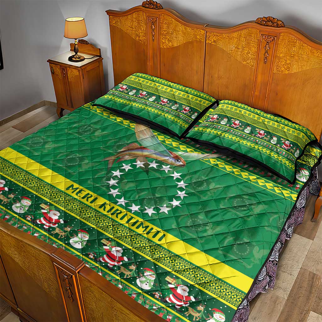 Meri Kiritimiti Cook Islands Christmas Quilt Bed Set Maroro Flying Fish and White Stars LT9 - Polynesian Pride