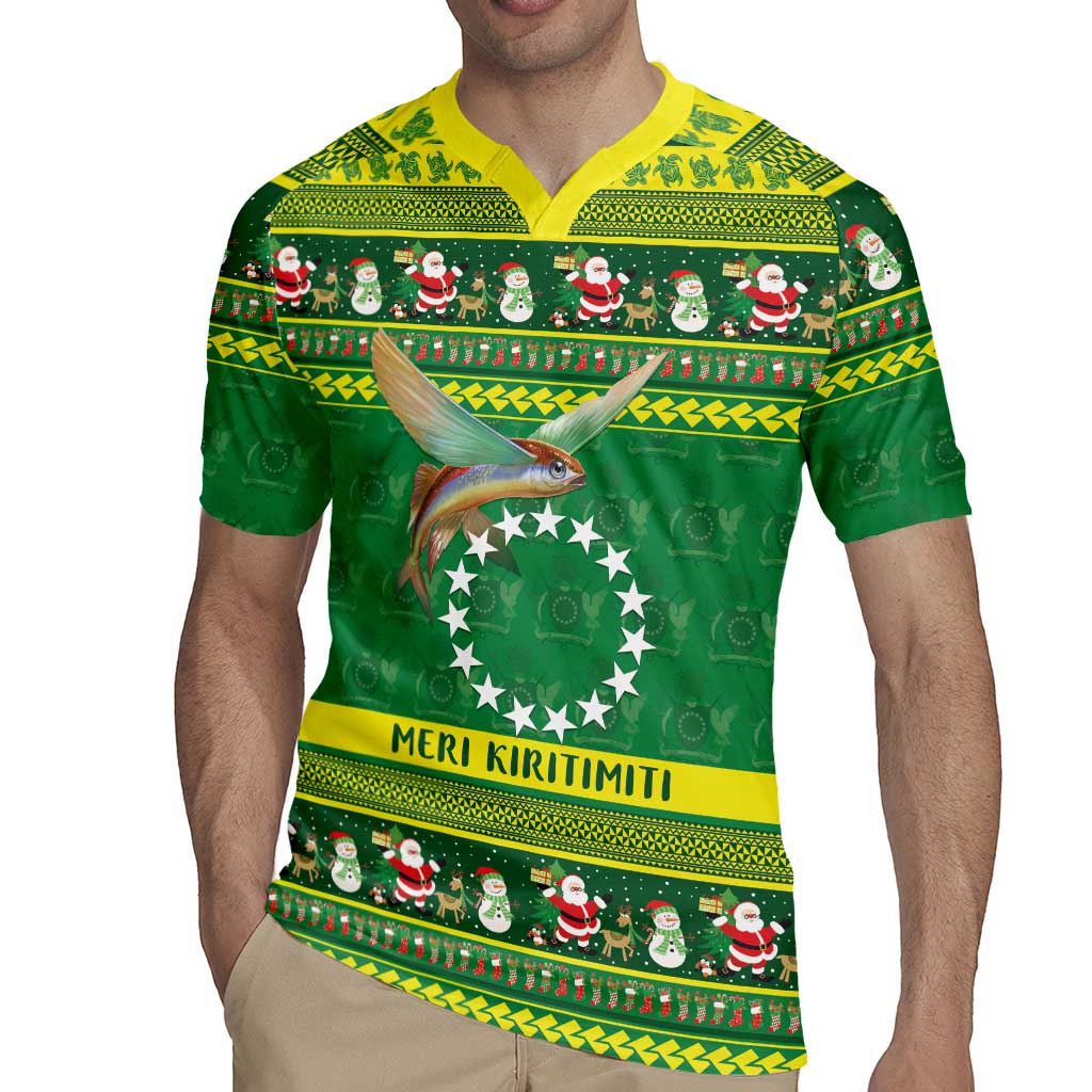Meri Kiritimiti Cook Islands Christmas Rugby Jersey Maroro Flying Fish and White Stars LT9 - Polynesian Pride