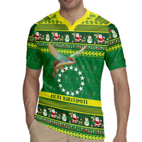 Meri Kiritimiti Cook Islands Christmas Rugby Jersey Maroro Flying Fish and White Stars LT9 - Polynesian Pride