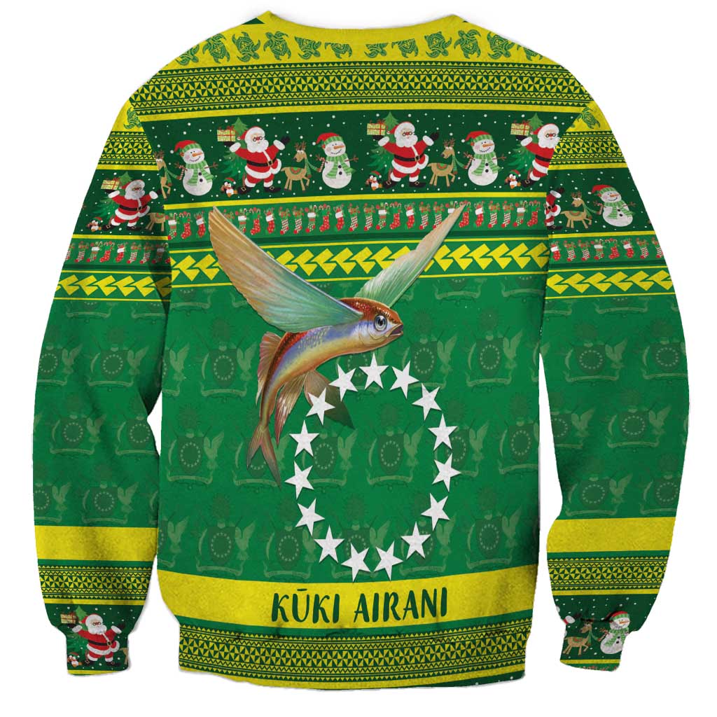 Meri Kiritimiti Cook Islands Christmas Sweatshirt Maroro Flying Fish and White Stars LT9 - Polynesian Pride